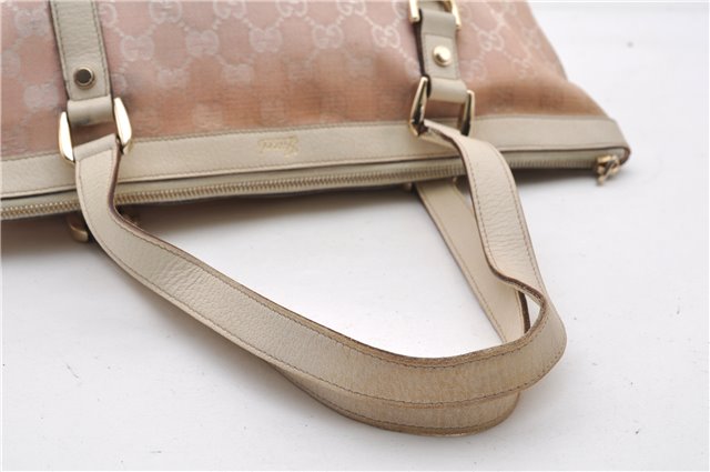 Authentic GUCCI Abbey Shoulder Tote Bag GG Canvas Leather 141470 Pink 1856G