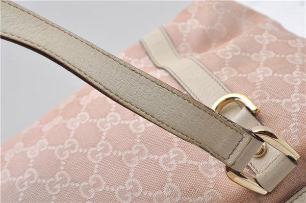 Authentic GUCCI Abbey Shoulder Tote Bag GG Canvas Leather 141470 Pink 1856G
