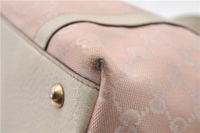 Authentic GUCCI Abbey Shoulder Tote Bag GG Canvas Leather 141470 Pink 1856G