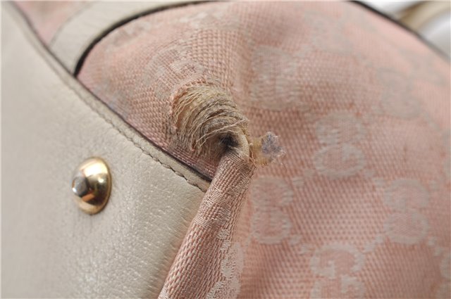 Authentic GUCCI Abbey Shoulder Tote Bag GG Canvas Leather 141470 Pink 1856G