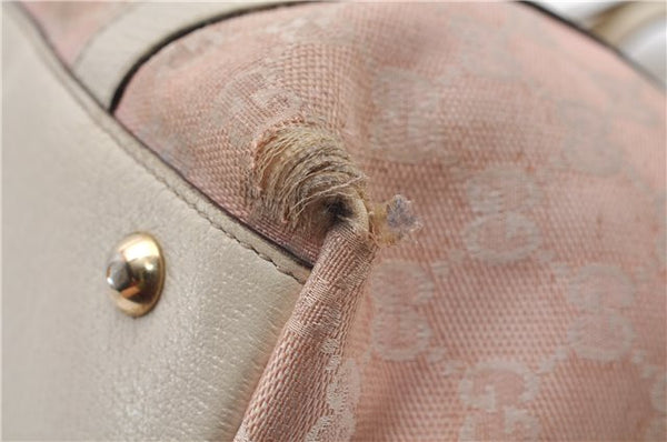Authentic GUCCI Abbey Shoulder Tote Bag GG Canvas Leather 141470 Pink 1856G