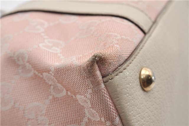 Authentic GUCCI Abbey Shoulder Tote Bag GG Canvas Leather 141470 Pink 1856G