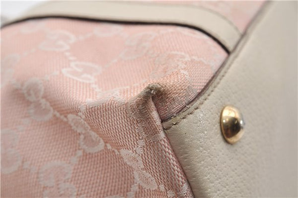 Authentic GUCCI Abbey Shoulder Tote Bag GG Canvas Leather 141470 Pink 1856G