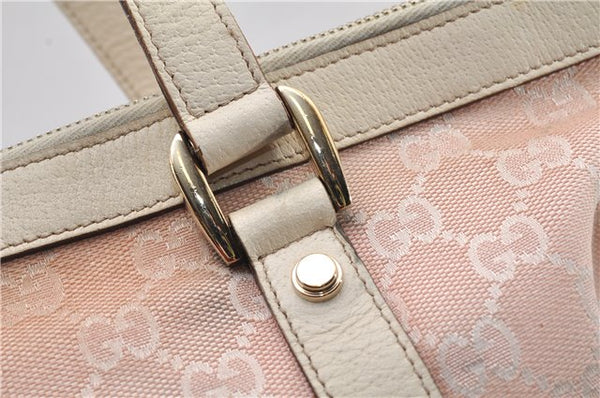 Authentic GUCCI Abbey Shoulder Tote Bag GG Canvas Leather 141470 Pink 1856G