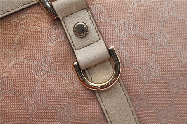Authentic GUCCI Abbey Shoulder Tote Bag GG Canvas Leather 141470 Pink 1856G