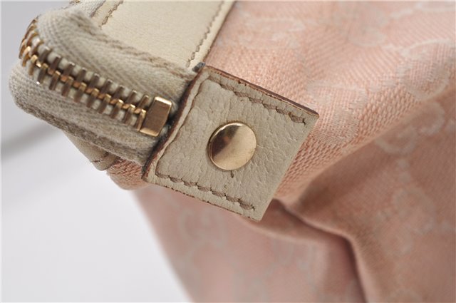 Authentic GUCCI Abbey Shoulder Tote Bag GG Canvas Leather 141470 Pink 1856G