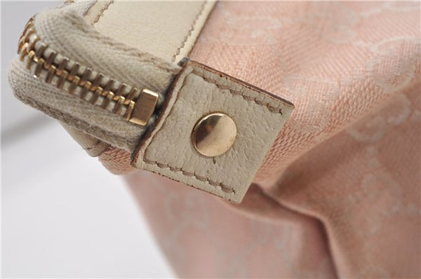 Authentic GUCCI Abbey Shoulder Tote Bag GG Canvas Leather 141470 Pink 1856G