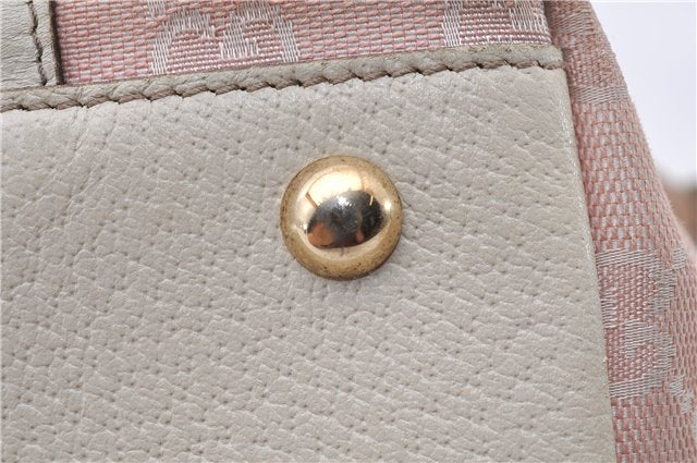 Authentic GUCCI Abbey Shoulder Tote Bag GG Canvas Leather 141470 Pink 1856G