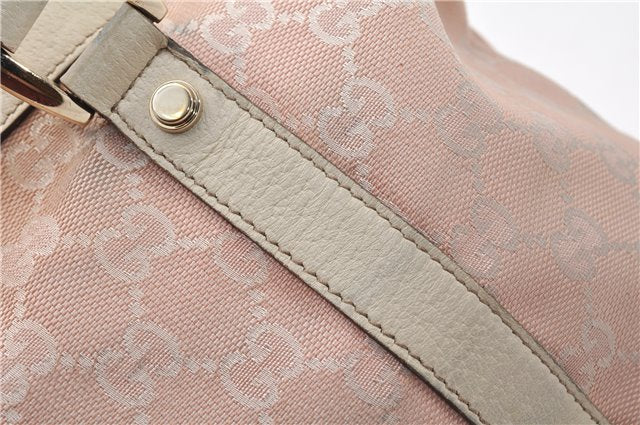 Authentic GUCCI Abbey Shoulder Tote Bag GG Canvas Leather 141470 Pink 1856G