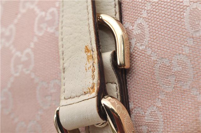 Authentic GUCCI Abbey Shoulder Tote Bag GG Canvas Leather 141470 Pink 1856G