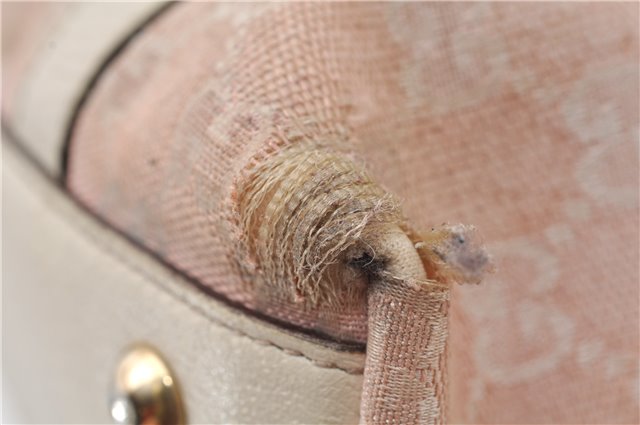 Authentic GUCCI Abbey Shoulder Tote Bag GG Canvas Leather 141470 Pink 1856G