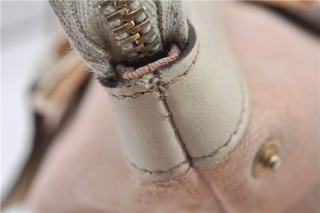 Authentic GUCCI Abbey Shoulder Tote Bag GG Canvas Leather 141470 Pink 1856G