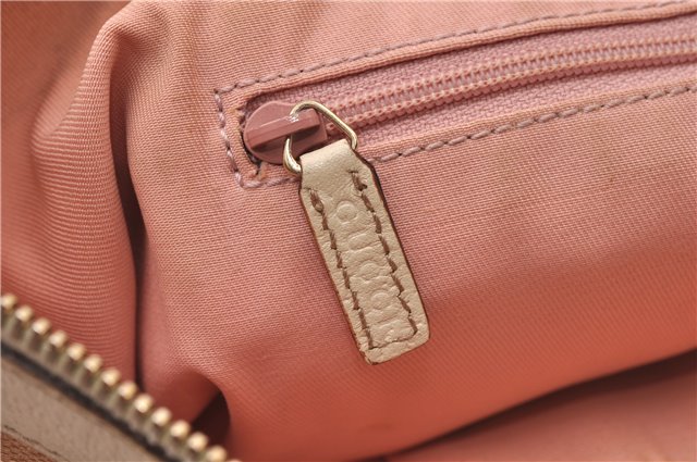 Authentic GUCCI Abbey Shoulder Tote Bag GG Canvas Leather 141470 Pink 1856G