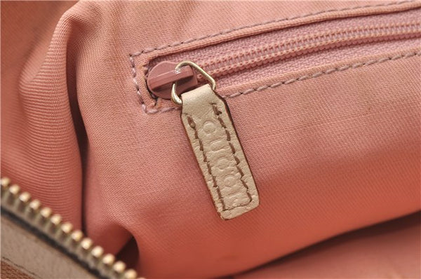 Authentic GUCCI Abbey Shoulder Tote Bag GG Canvas Leather 141470 Pink 1856G