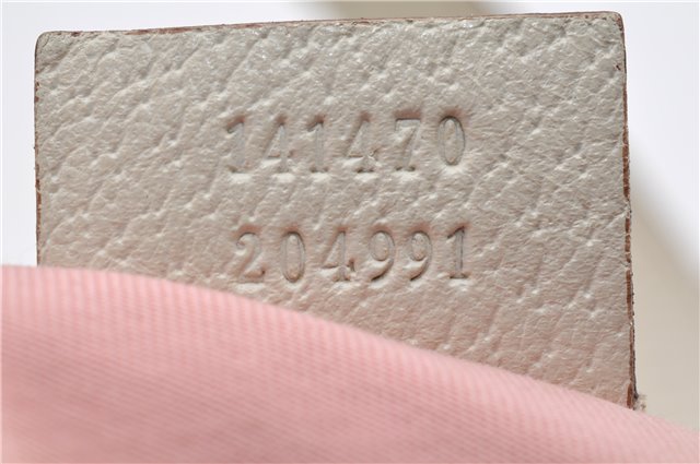 Authentic GUCCI Abbey Shoulder Tote Bag GG Canvas Leather 141470 Pink 1856G