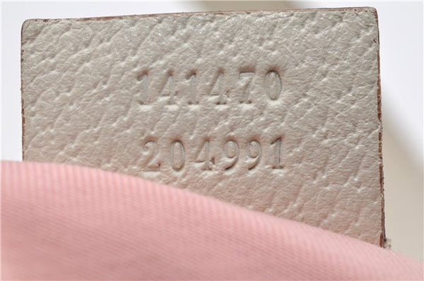 Authentic GUCCI Abbey Shoulder Tote Bag GG Canvas Leather 141470 Pink 1856G