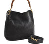 Authentic GUCCI Bamboo 2Way Hand Shoulder Bag Suede Leather Junk Black 1857G