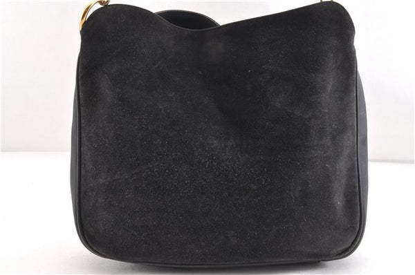 Authentic GUCCI Bamboo 2Way Hand Shoulder Bag Suede Leather Junk Black 1857G
