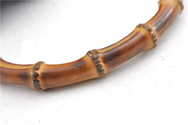 Authentic GUCCI Bamboo 2Way Hand Shoulder Bag Suede Leather Junk Black 1857G