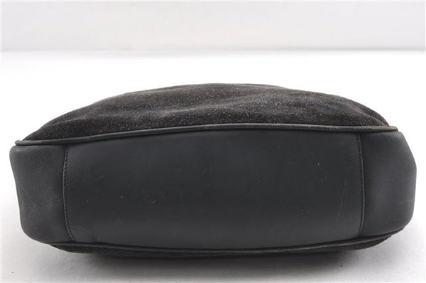 Authentic GUCCI Bamboo 2Way Hand Shoulder Bag Suede Leather Junk Black 1857G