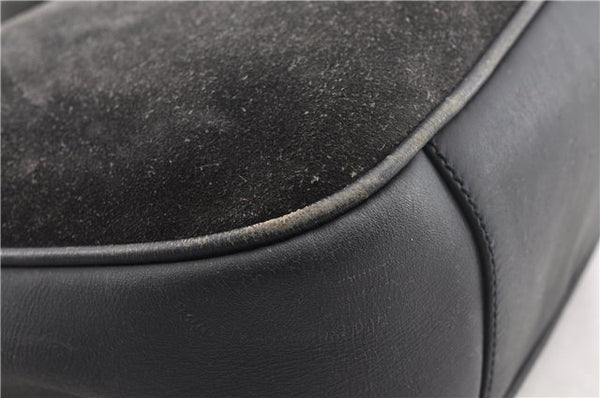 Authentic GUCCI Bamboo 2Way Hand Shoulder Bag Suede Leather Junk Black 1857G