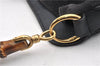 Authentic GUCCI Bamboo 2Way Hand Shoulder Bag Suede Leather Junk Black 1857G