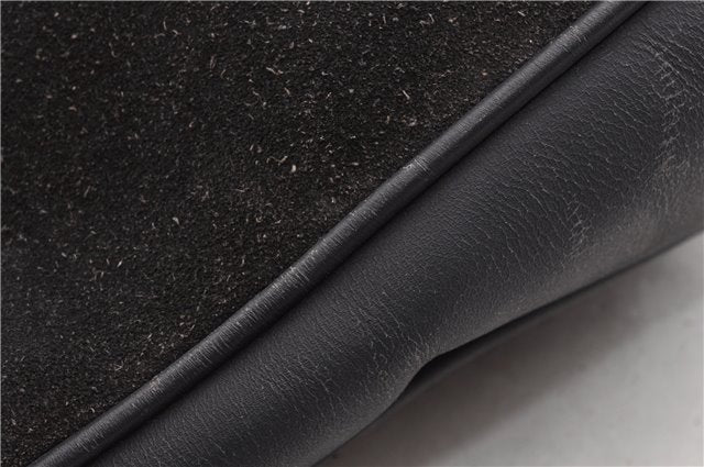 Authentic GUCCI Bamboo 2Way Hand Shoulder Bag Suede Leather Junk Black 1857G