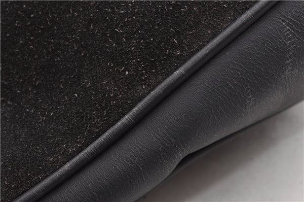 Authentic GUCCI Bamboo 2Way Hand Shoulder Bag Suede Leather Junk Black 1857G