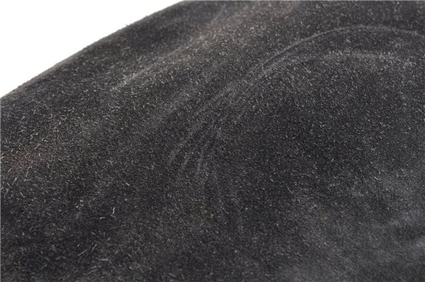 Authentic GUCCI Bamboo 2Way Hand Shoulder Bag Suede Leather Junk Black 1857G