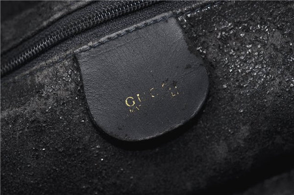 Authentic GUCCI Bamboo 2Way Hand Shoulder Bag Suede Leather Junk Black 1857G