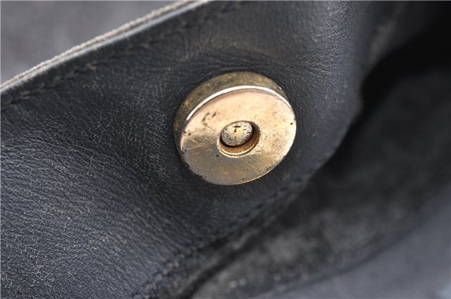 Authentic GUCCI Bamboo 2Way Hand Shoulder Bag Suede Leather Junk Black 1857G