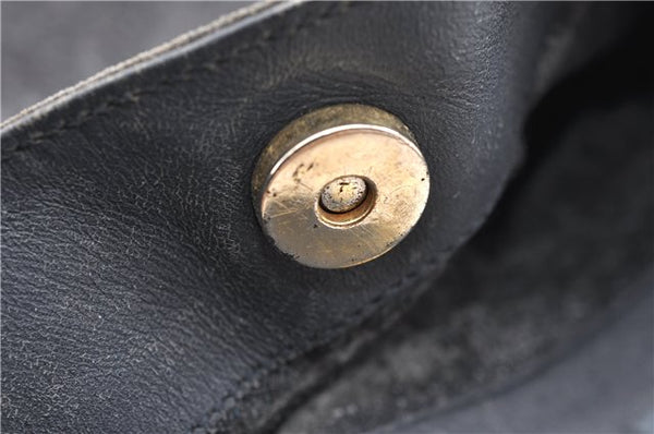 Authentic GUCCI Bamboo 2Way Hand Shoulder Bag Suede Leather Junk Black 1857G