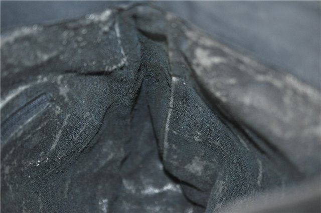 Authentic GUCCI Bamboo 2Way Hand Shoulder Bag Suede Leather Junk Black 1857G