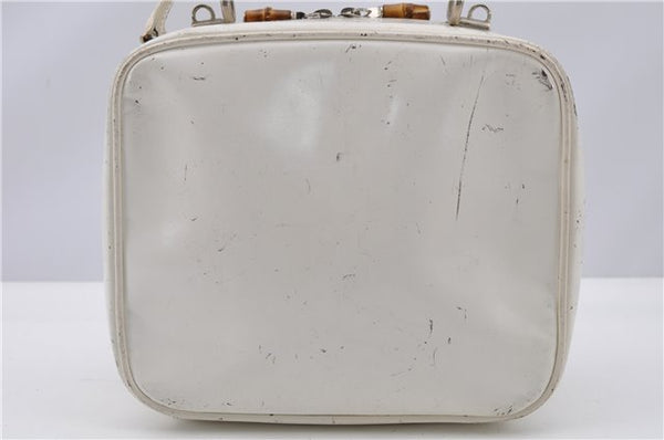 Authentic GUCCI Bamboo 2way Shoulder Hand Bag Purse Leather White Junk 1858G