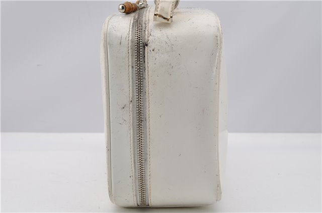 Authentic GUCCI Bamboo 2way Shoulder Hand Bag Purse Leather White Junk 1858G