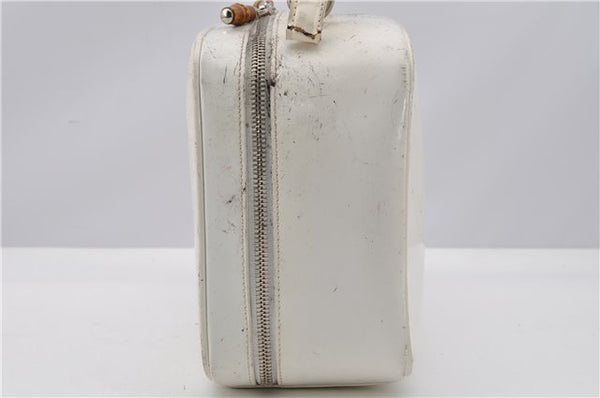 Authentic GUCCI Bamboo 2way Shoulder Hand Bag Purse Leather White Junk 1858G