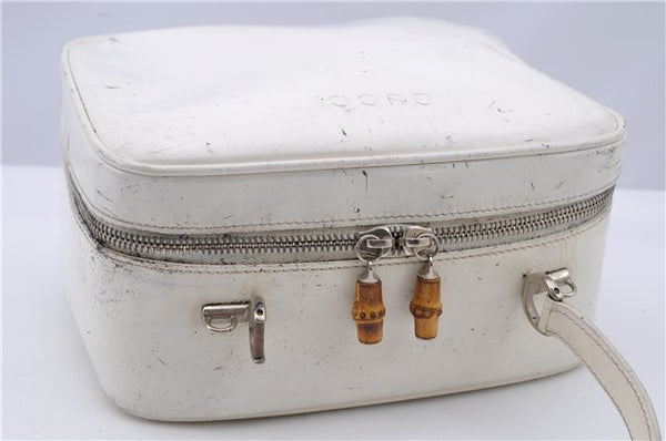 Authentic GUCCI Bamboo 2way Shoulder Hand Bag Purse Leather White Junk 1858G
