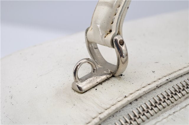 Authentic GUCCI Bamboo 2way Shoulder Hand Bag Purse Leather White Junk 1858G