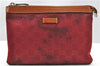 Authentic GUCCI Clutch Hand Bag Purse GG Nylon Leather 282071 Red 1859G