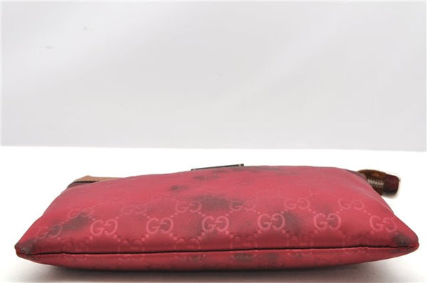 Authentic GUCCI Clutch Hand Bag Purse GG Nylon Leather 282071 Red 1859G