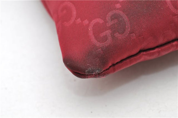 Authentic GUCCI Clutch Hand Bag Purse GG Nylon Leather 282071 Red 1859G