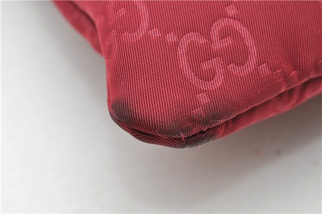 Authentic GUCCI Clutch Hand Bag Purse GG Nylon Leather 282071 Red 1859G