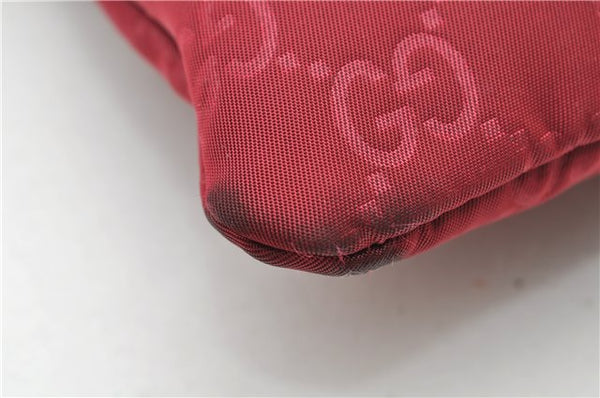 Authentic GUCCI Clutch Hand Bag Purse GG Nylon Leather 282071 Red 1859G
