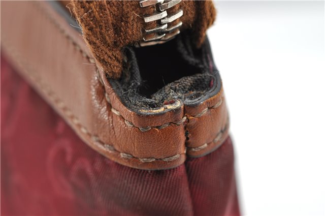 Authentic GUCCI Clutch Hand Bag Purse GG Nylon Leather 282071 Red 1859G