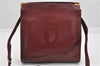 Authentic Cartier Must de Cartier Leather Shoulder Bag Purse Bordeaux Red 1862G