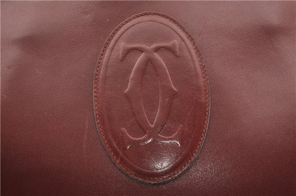 Authentic Cartier Must de Cartier Leather Shoulder Bag Purse Bordeaux Red 1862G