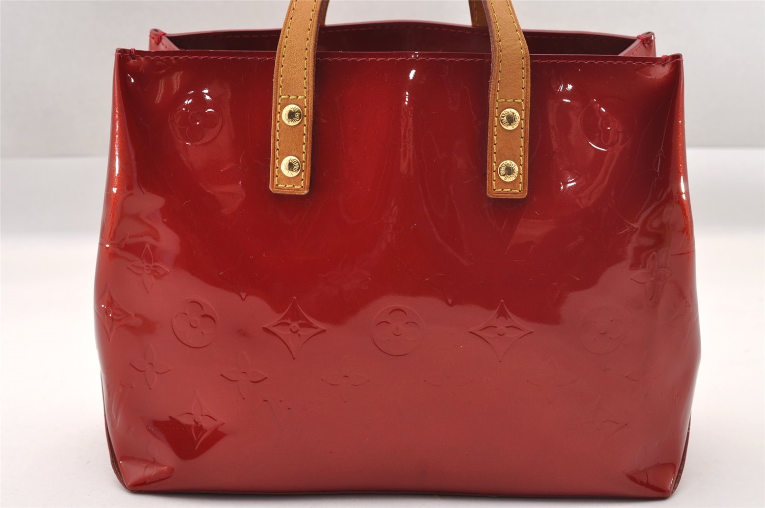 Authentic Louis Vuitton Vernis Reade PM Hand Bag Red M91088 LV 1869I