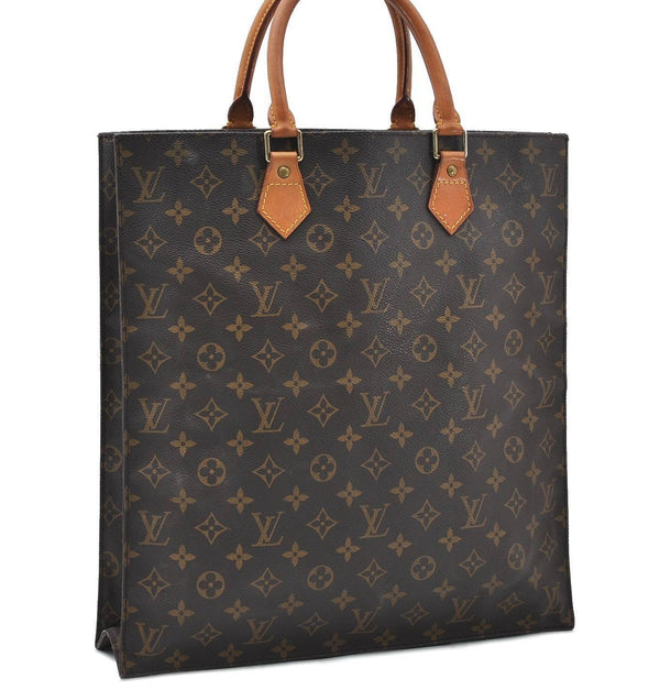 Authentic LOUIS VUITTON Monogram Sac Plat Hand Bag M51140 LV 1870B