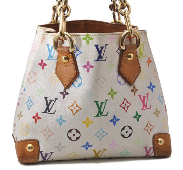 Auth Louis Vuitton Monogram Multicolor Audra Tote Hand Bag White M40047 LV 1872D