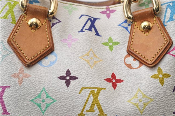 Auth Louis Vuitton Monogram Multicolor Audra Tote Hand Bag White M40047 LV 1872D